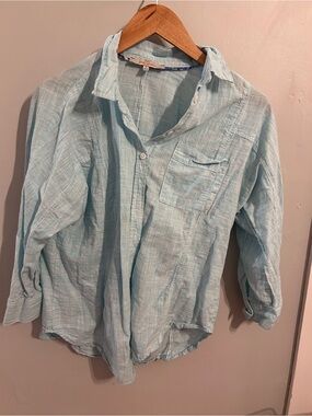 Light Blue Women's Button-Down Linen Shirt